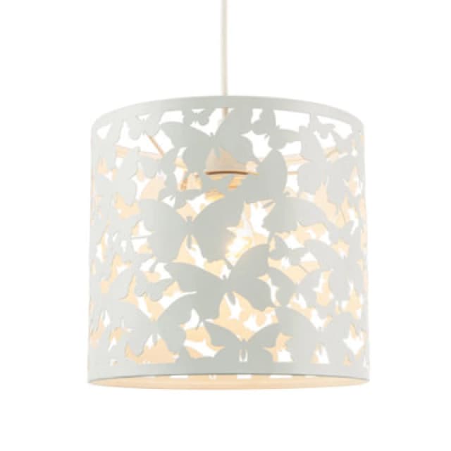 Happy Homewares Unique Butterfly Themed Pendant Ceiling Light Shade In Gloss White