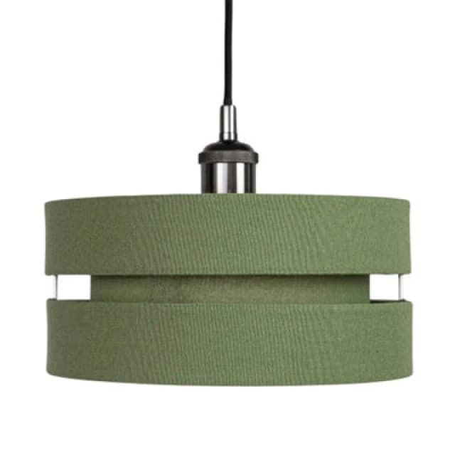 Happy Homewares Contemporary Olive Green Linen Fabric Triple Tier Ceiling Pendant Light Shade