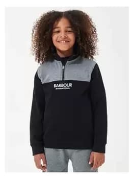 Barbour International Boys Circuit Half Zip Sweat Top - Black, Size 10-11 Years