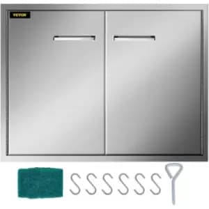VEVOR Double Access Door 83Wx58H cm Outdoor Kitchen Door Brushed Stainless Steel Outdoor Cabinets with Hooks Steel Access Door Easy to Install BBQ Doo