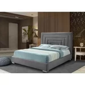 Lisso Upholstered Beds - Plush Velvet, Double Size Frame, Steel - Steel