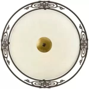 Mestre - 2 Light Medium Traditional Flush Ceiling Light Gold, Antique-Brown, E27 - Eglo