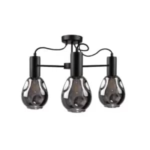 Kari Multi Arm Semi Flush Ceiling Light Black, 60cm, 3x E27