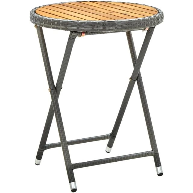 VIDAXL Tea Table Grey 60cm Poly Rattan and Solid Acacia Wood Vidaxl 8720286491881