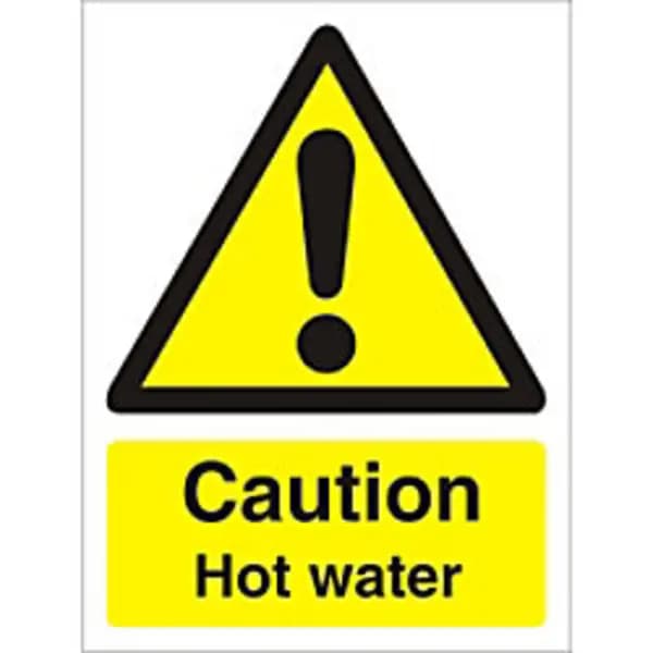 Stewart Superior Seco Warning Safety Sign Caution Hot Water Semi Rigid Plastic 50 x 75mm (Pack 5) - W0189SRP50X75 P5 W0189SRP50X75 P5