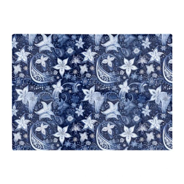 Warren Reed Designer Paisley Christmas Stars Blue Glass Chopping Board
