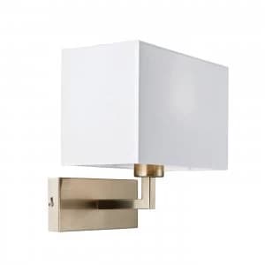 1 Light Indoor Wall Light Satin Nickel, White Tc Fabric, E27