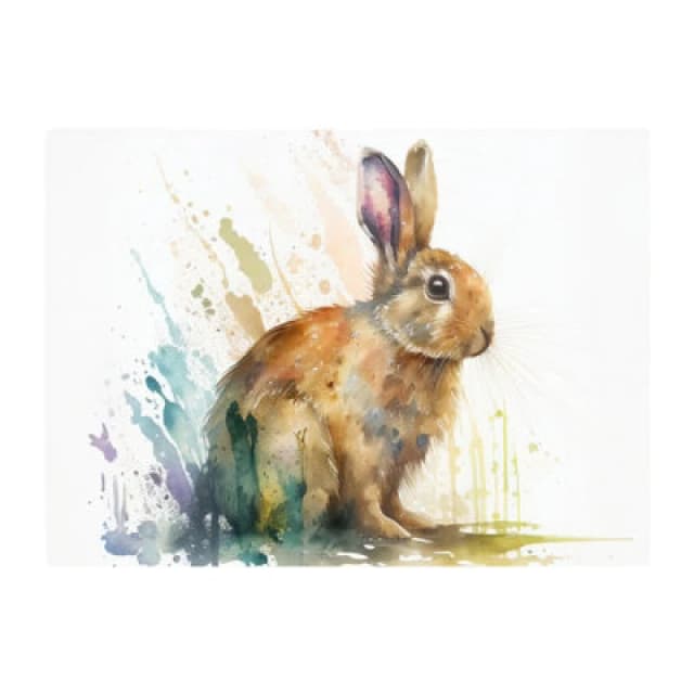 Warren Reed Designer Rabbit Splash Watercolour Glass Chopping Board