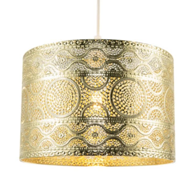 Happy Homewares Ornate Moroccan Designed Pendant Shade With Wavy Lines And Circles