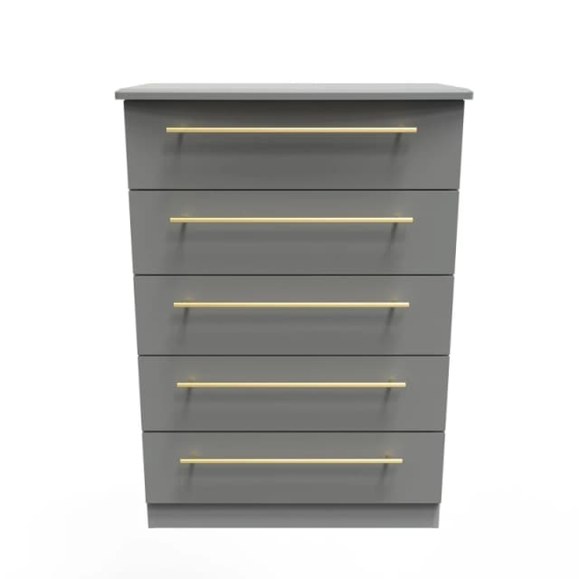 Ready Assembled 2 U Helmsley 5 Drawer Chest (Ready Assembled) Dark Grey