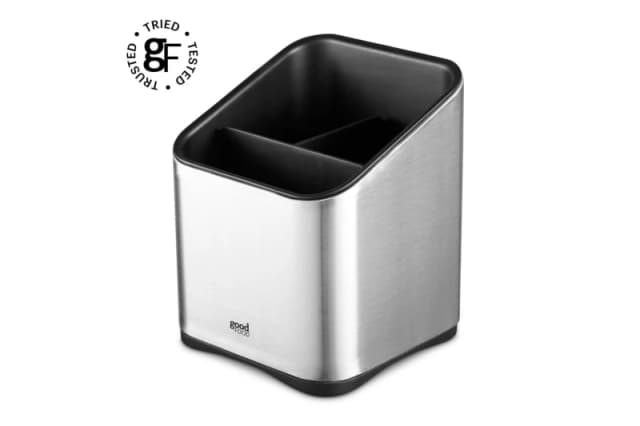 Tower Tower GF826192 Utensil Holder with Mirror Finish and Silicone Non-Slip Base, Stainless Steel in Grey Grey A Unisex 5056462376639