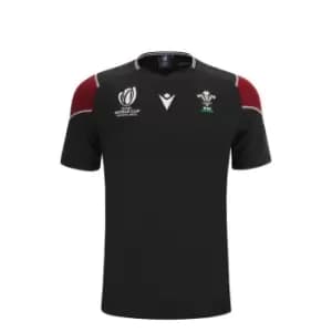 Macron Wales Rugby Training Shirt 2023 2024 Juniors - Black