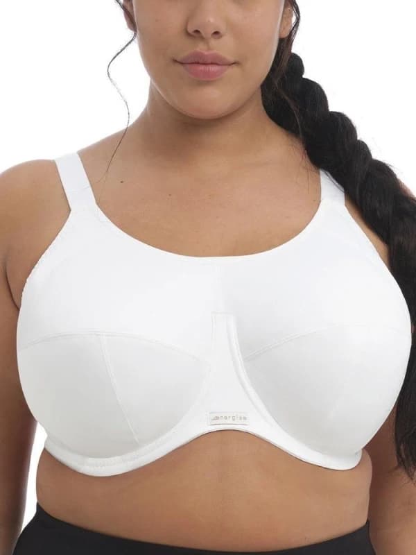 Elomi Womens Energise Full Cup Side Support Sports Bra in White Size: 36G White Female 36G