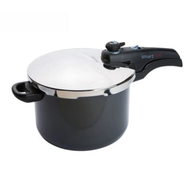 Prestige Smart Plus Pressure Cooker Induction 6L, Hard Anodised Aluminium, Cooks 70% Faster Black