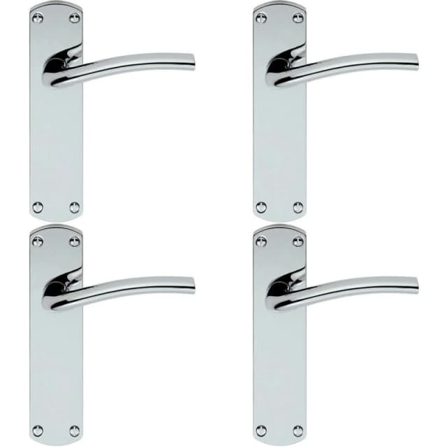 Loops 4x Rounded Curved Bar Handle on Latch Backplate 170 x 42mm Polished Chrome Multi