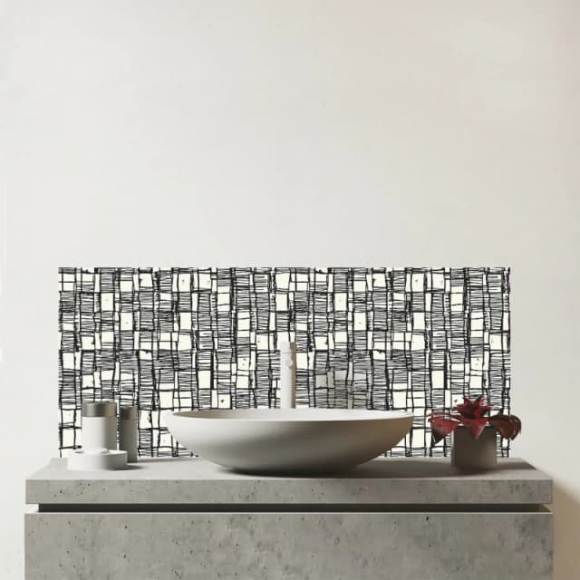 Warren Reed - Designer Irregular Sketched Block Textured Glass Bathroom Splashback in Grey Grey Unisex