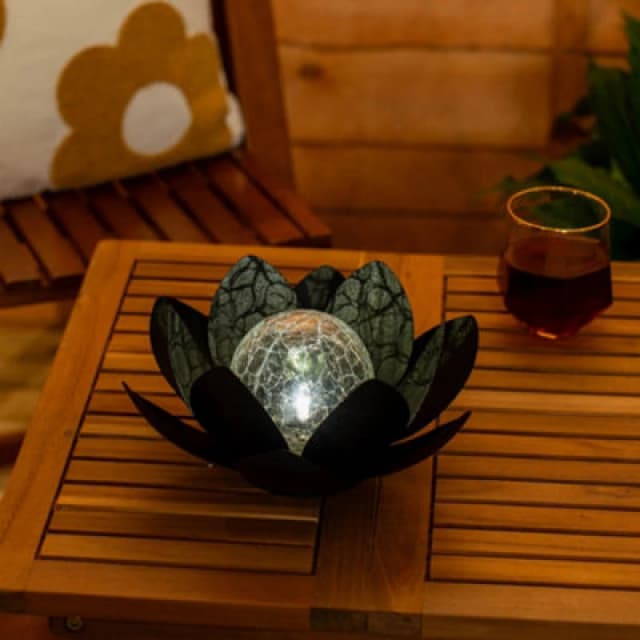 ValueLights ValueLights Waterlily Solar Powered Outdoor Lotus Flower Decoration Garden Light in Black One Size Unisex 5016529270799