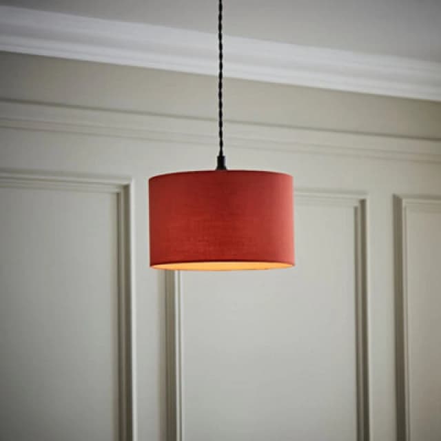 ValueLights ValueLights Reni Rust Red Fabric Easy Fit Drum Ceiling Lamp Shade in Burnt Orange Size: Small Burnt Orange Small Unisex 5016529271185
