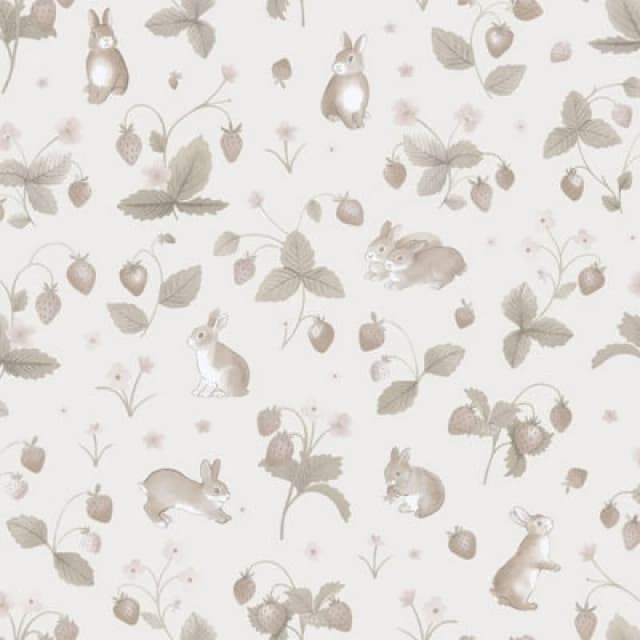 Holden Decor Bunnies & Berries Neutral Children's Wallpaper, Cream 14143