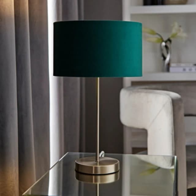ValueLights ValueLights Charlie Chrome Stem Table Lamp Light with Velvet Shade in Bottle Green Size: 10" Bottle Green 10" Unisex 5059406
