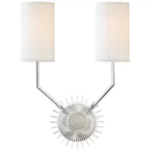 Borland 2 Light Wall Sconce Polished Nickel, Silk