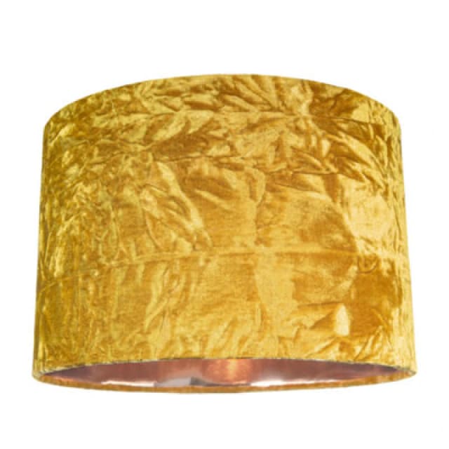 Happy Homewares Modern Ochre/mustard Crushed Velvet 12 Table/pendant Shade With Copper Inner