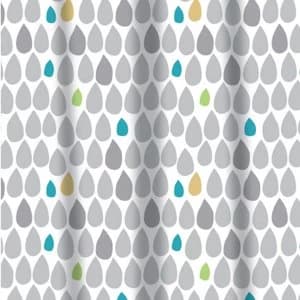 Sabichi Rain Drops PEVA Shower Curtain with 12 Shower Rail Hooks