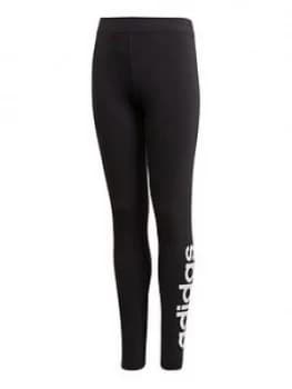 adidas Girls Linear Leggings - Black, Size 11-12 Years, Women