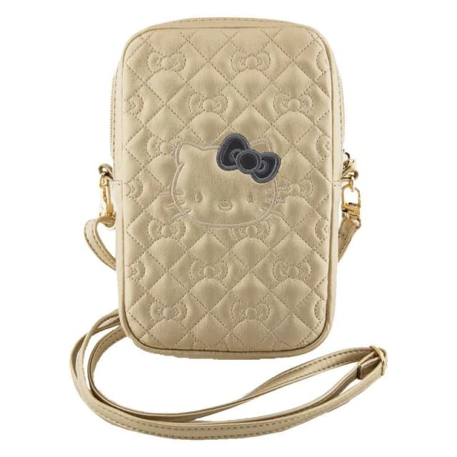 Hello Kitty Quilted PU Leather Phone Bag Crossbody Gold - None None One Size