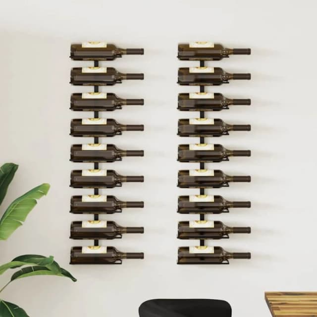 VIDAXL Wall-mounted Wine Racks for 18 Bottles 2 pcs Black Iron Vidaxl 8719883979007