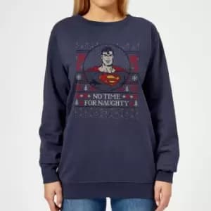 Superman May Your Holidays Be Super Womens Christmas Jumper - Navy - L
