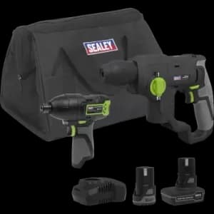 Sealey 10.8v Cordless SDS Drill and Impact Driver Kit 1 x 2ah & 1 x 4ah Li-ion Charger Bag