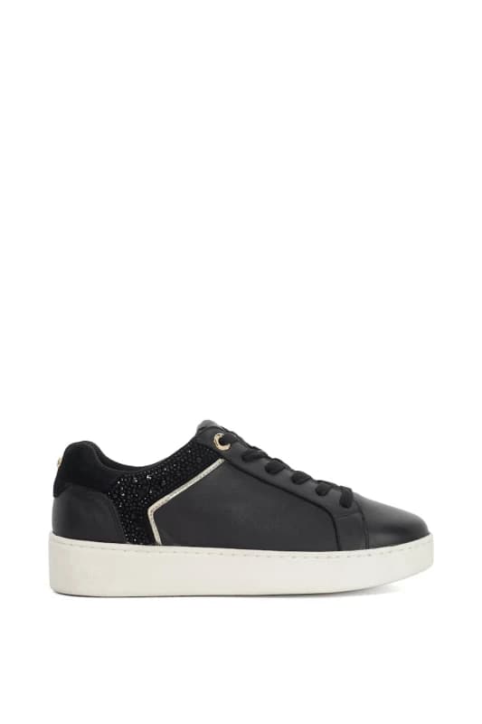 Dune London Womens 'Elli' Leather Trainers in Black Size: 3 Black Female 3