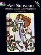 art nouveau stained glass coloring book