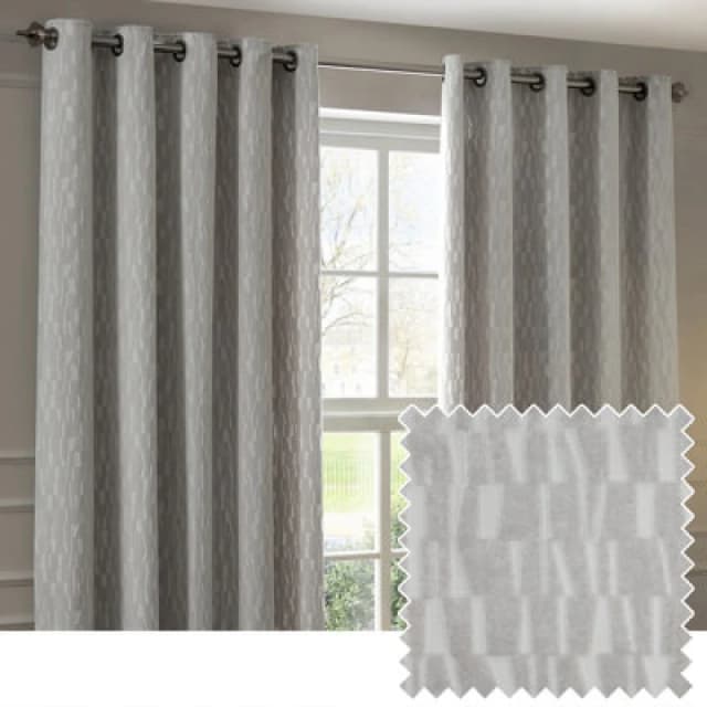 Paoletti Paoletti Manhattan Velvet Eyelet Curtain Pair in Silver Size: 117cm width x 137cm drop Silver 117cm width x 137cm drop Unisex 5025532364067