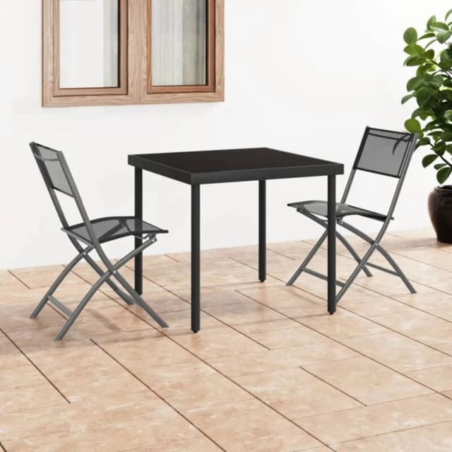 VIDAXL Folding Outdoor Chairs 2 pcs Black Steel and Textilene Vidaxl 8720286849927