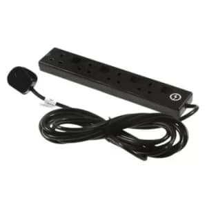 Extension Lead 2 Metres Surge Protected 13 Amp 4 Socket Individually Switched Black