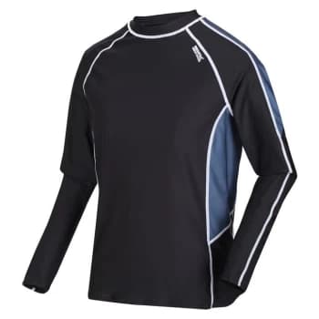Regatta Long Sleeve Rash Guard Swim Top - Blk/IndiaGry