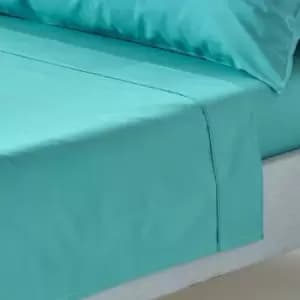 Teal Egyptian Cotton Flat Sheet 200 Thread Count, Super King - Teal - Teal - Homescapes