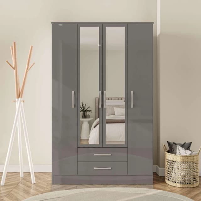 Birlea Lynx 4 Door 2 Drawers & Mirror Grey unisex One Size