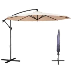Samuel Alexander 3m Cantilever Parasol in Beige with Crank Handle for Patio Garden Banana Parasol with UV Protection Outdoor Umbrella Sun Shades for G