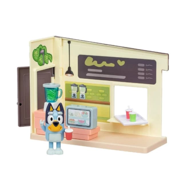Bluey Sapbar speelset inclusief gelede figuur helpt bij het mengen van heerlijke sappen en smoothies in de blender inclusief leuke fruitstickers om