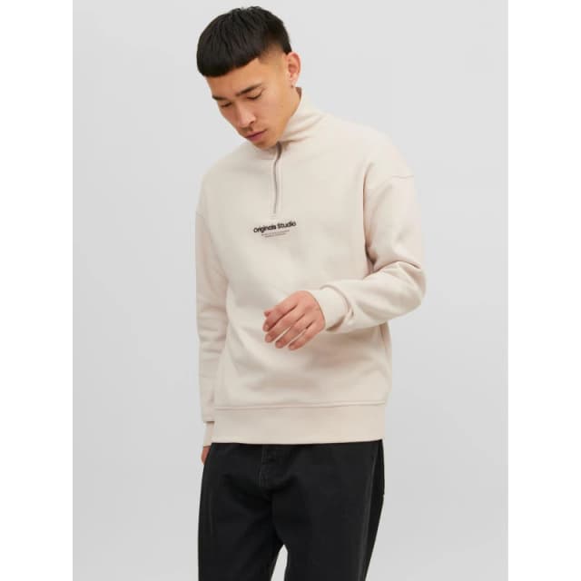 Jack & Jones Moonbeam Plain Zip Sweat Stone Male 2XL 237569UK