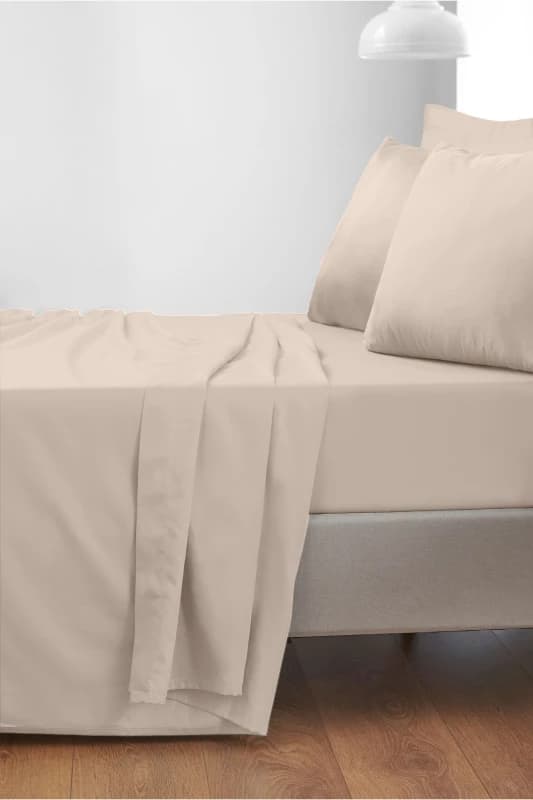 Bianca '400 Thread Count Cotton Sateen' Flat Sheet in Beige Size: Super King Flat Beige Unisex Super King Flat