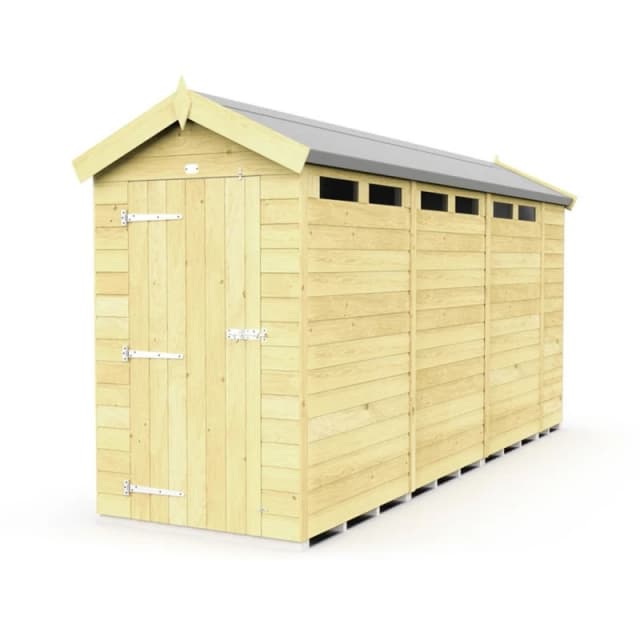 Buttercup Farm 4 x 15 Feet Apex Security Shed - Single Door - L454 x W118 x H217cm in Brown Brown Unisex