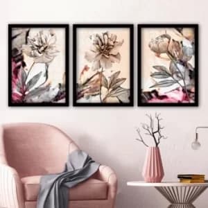 3SC87 Multicolor Decorative Framed Painting (3 Pieces)