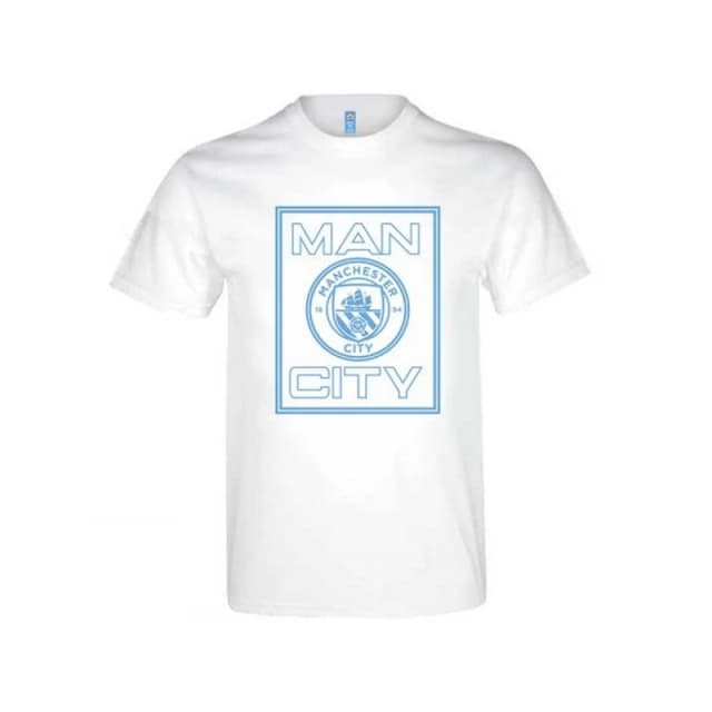 Manchester City FC Mens Logo T-Shirt in White Size: Small White Male S