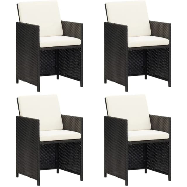 VIDAXL Garden Dining Chairs with Cushions 4 pcs Black Poly Rattan vidaXL 8720286667224