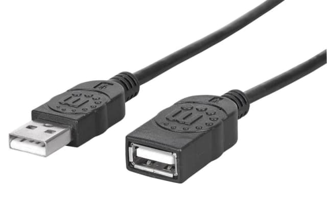Manhattan Manhattan USB-A to USB-A Extension Cable, 1m, Male to Female, 480 Mbps (USB 2.0), Hi-Speed USB, Black, Lifetime Warranty, Equivalent to USBE