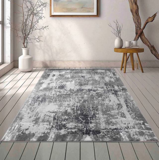 Serenity Modern Abstract Acrylic Contemporary Area Rugs Grey 160X230 Cm